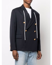 Palm Angels Cords Double Breasted Blazer Navy Blue