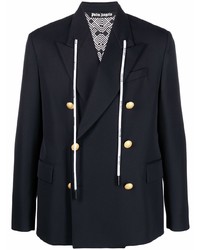 Palm Angels Cords Double Breasted Blazer Navy Blue