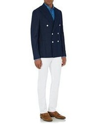 Isaia Double Breasted Cortina Sportcoat Blue