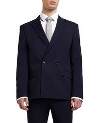 River Island Double Breasted Suit Jacket In Navy At Nordstrom