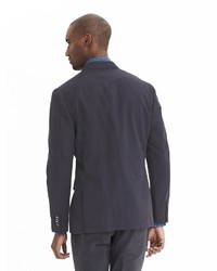 Banana Republic Modern Slim Navy Cotton Double Breasted Suit Jacket