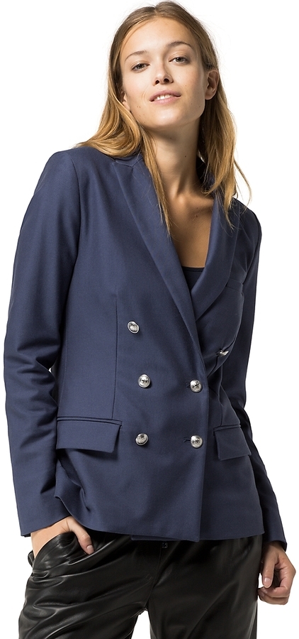 Tommy Hilfiger Womens Novelty Double Breasted Open Jacket