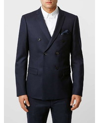 Topman Limited Edition Navy 100% Wool Skinny Fit Suit Jacket