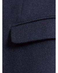 Topman Navy Flannel Cropped Blazer