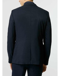 Topman Navy Stretch Double Breasted Suit Jacket