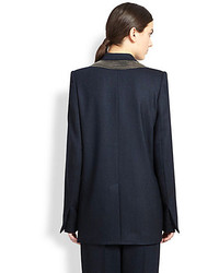 Stella McCartney Zipper Detail Wool Suiting Blazer