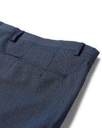 Boglioli Blue Slim Fit Stretch Wool Suit Trousers