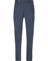 Boglioli Blue Slim Fit Stretch Wool Suit Trousers