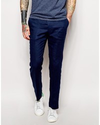 Asos Brand Slim Fit Cropped Suit Pants In 100% Linen