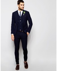 Asos Brand Wedding Super Skinny Suit Pants In Navy