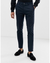 Burton Menswear Chinos In Navy With Side Piping