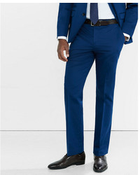 Express Classic Blue Cotton Sateen Suit Pant