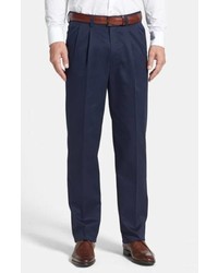 Nordstrom Men's Shop Classic Smartcare Relaxed Fit Double Pleated Cotton Pants