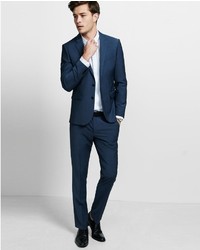 extra slim navy cotton blend stretch suit pant