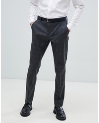 Selected Homme Grey Suit Trouser With Grid Slim Fit