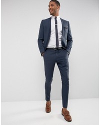 Selected Homme Super Skinny Suit Pants In Stretch In Navy