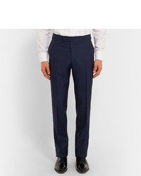 Kingsman Navy Slim Fit Wool And Mohair Blend Tuxedo Trousers