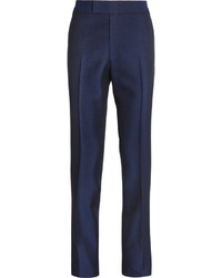 Kingsman Navy Slim Fit Wool And Mohair Blend Tuxedo Trousers