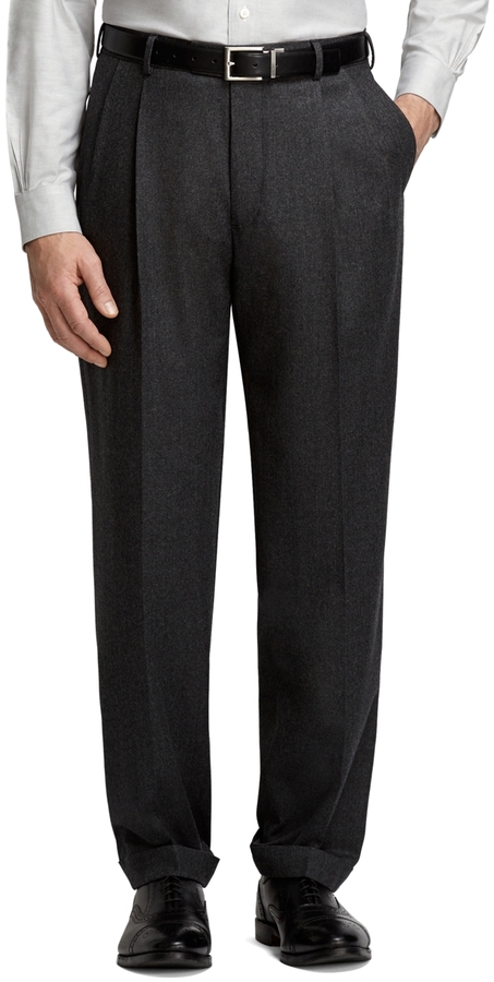 Brooks Brothers Madison Fit Pleat Front Flannel Trousers, $248 | Brooks ...