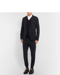 Wooyoungmi Midnight Blue Slim Fit Tapered Stretch Jersey Suit Trousers