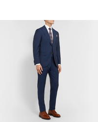 Caruso Navy Aida Slim Fit Wool And Mohair Blend Suit Trousers
