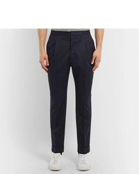 Officine Generale Navy Drew Tapered Wool Flannel Trousers
