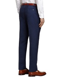 Brooks Brothers Navy Linen And Cotton Dress Trousers