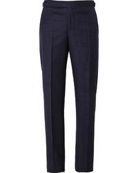 Richard James Navy Relaxed Fit Wool Suit Trousers