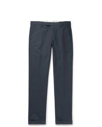Nn07 Navy Scott Slim Fit Tapered Stretch Cotton Trousers
