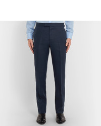 Kingsman Navy Slim Fit Linen Suit Trousers
