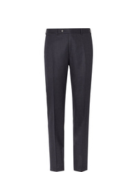Canali Navy Slim Fit Mlange Super 120s Brushed Wool Trousers
