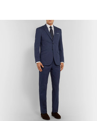 Richard James Navy Stretch Cotton Twill Suit Trousers