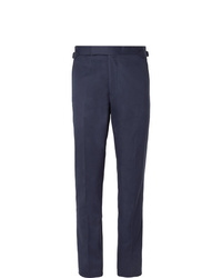 Richard James Navy Stretch Cotton Twill Suit Trousers