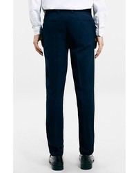 Topman Navy Textured Skinny Fit Suit Trousers