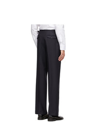 Husbands Navy Wide Leg Tapered Trousers