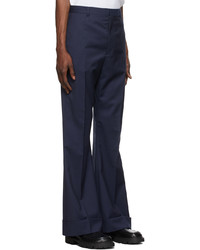 Acne Studios Navy Wool Flared Trousers