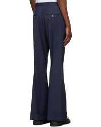 Acne Studios Navy Wool Flared Trousers