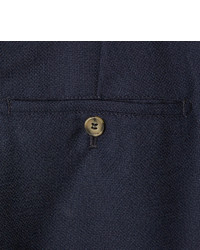 Ami Navy Wool Piqu Suit Trousers