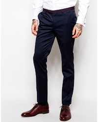 Noose Monkey Noose Monkey Suit Pants With Stretch And Contrast Piping In Skinny Fit