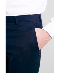 Topman Skinny Fit Navy Pin Dot Suit Trousers
