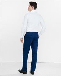 Express Slim Blue Cotton Sateen Suit Pant