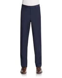 Saks Fifth Avenue Slim Fit Flat Front Wool Trousers