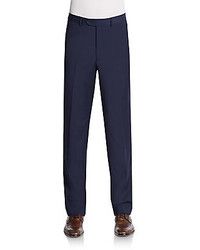 Saks Fifth Avenue Slim Fit Flat Front Wool Trousers