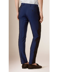 Burberry Slim Fit Lace Detail Wool Blend Tailored Trousers