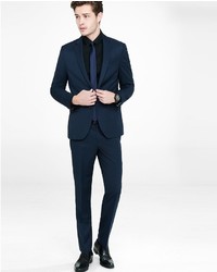 Express Slim Navy Wool Blend Twill Suit Pant