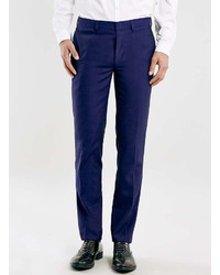Topman Navy Textured Skinny Suit Pants
