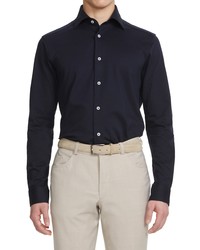 Jack Victor Abbott Knit Button Up Shirt In Navy At Nordstrom