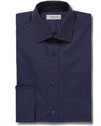 Charvet Blue Slim Fit Pin Dot Cotton Shirt