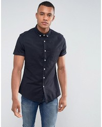Asos Casual Slim Fit Oxford Shirt In Navy