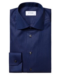 Eton Contemporary Fit Crease Resistant Square Textured Dress Shirt